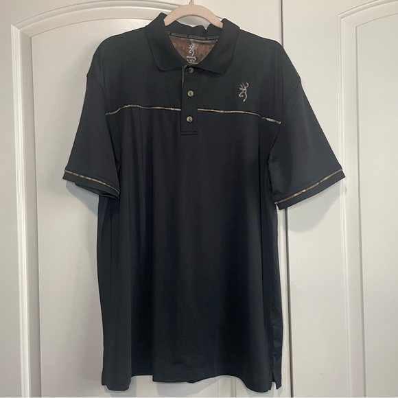 Browning Men's Black Polo With Camo Accents - Picture 1 of 7